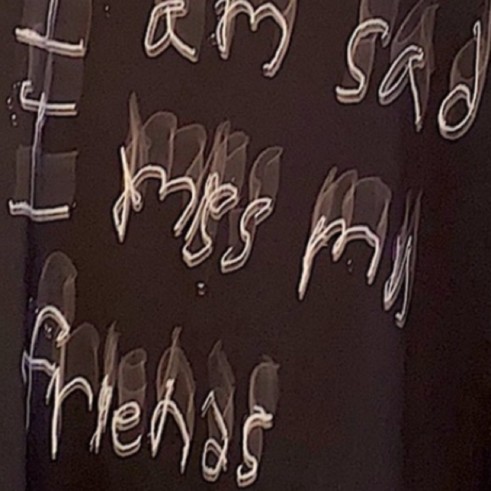 NWT RARE gallery dept. Boxy ANTIQUE BLACK handwritten “I m sad I miss my friends - Picture 14 of 17